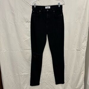 Reformation Black High & Skinny Jeans Distressed Knee Size 29